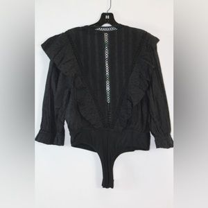Beautiful FARM Rio black lace bodysuit. Size Small. Worn once. Super fun!